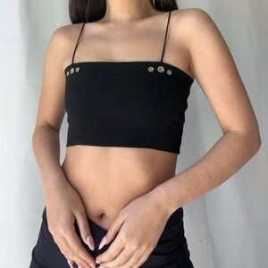 S/W/F black crop top with silver hardware.